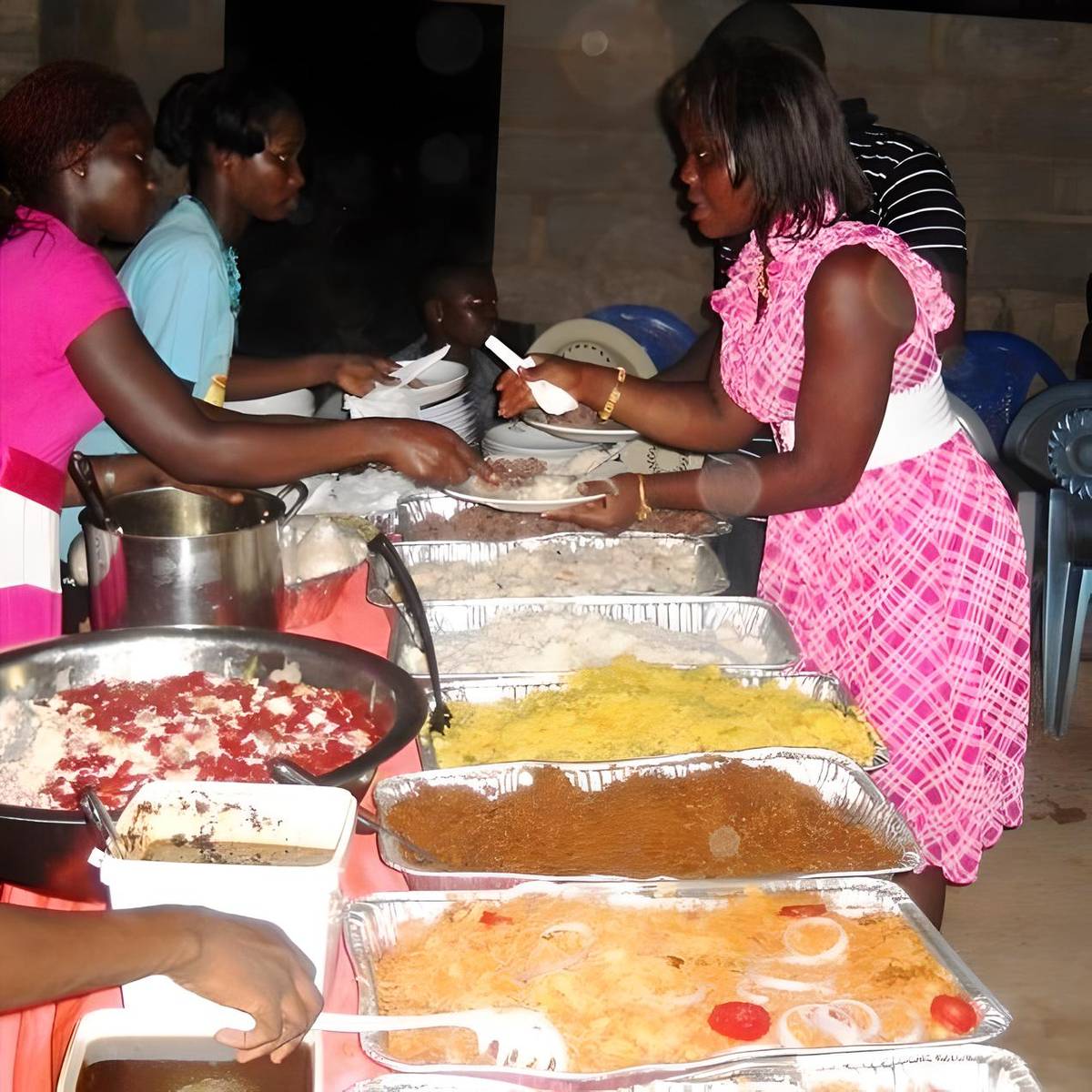 Buffet at an evening party