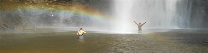 Rainbow at waterfalls in Ghana