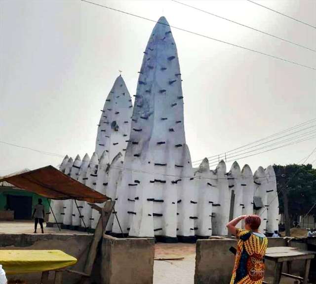 Ancient mud and stick mosque in Bole Ghana