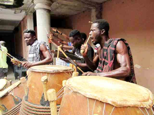 Ghana Percussionists in Craft Shop