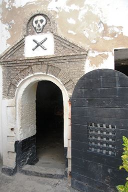 Door to slave dungeon at Elmina castle in Ghana