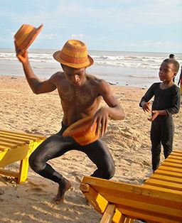 Acrobatics display at La beach Accra