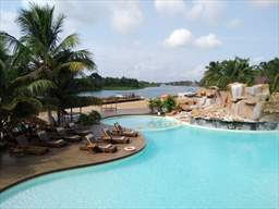 aqua safari pool with volta river in background