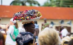 Boy seller beads in Ghana