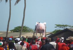 Funeral with exotic coffin in Ghana