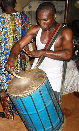 Traditional drumming at ceremony in Ghana