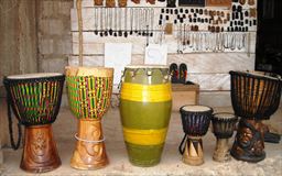 Djembe drums created by Maker Stone of Easy Track Ghana