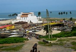 Elmina castle from nearby hilltop