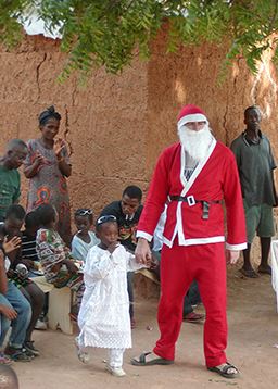 Christmas giving by Father Christmas in Ghana