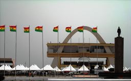 flags at Independence Square Accra