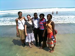 Guests on a beach in Ghana