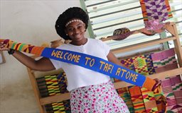 guest with ribbon gift