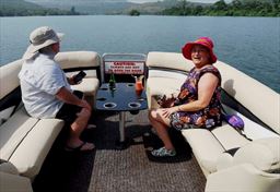 Guests on motorboat on Volta River
