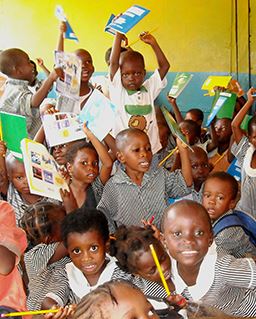 Pencil Day at a primary school sponsored by a visitor to Ghana