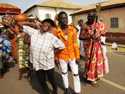 Posing in front of festival Durbar