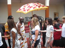 Guest greeting chiefs at a durbar
