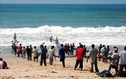 Pulling fishing nets in Ghana