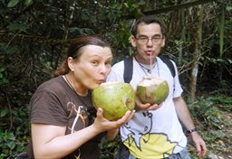 Enjoy local coconut juice in Ghana