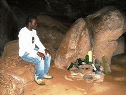 Altar at Wassa Domama rock shrine in Ghana