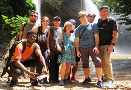 Guests and guide at boti falls