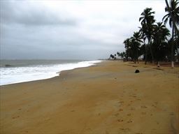 Empty sandy Brenu Beach in Ghana