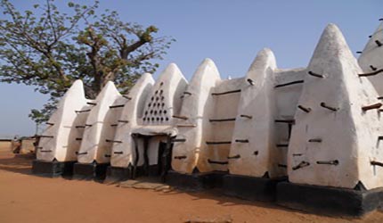 ancient Sudanese style mud-and-stick mosque at Larabanga Ghana